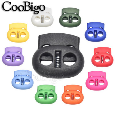 Plastic Cord Lock Stopper Bean Toggle Clip Apparel Shoelace Sportswear Rope Lanyard Accessories Mixed Colorful 5 mm Hole 25pcs