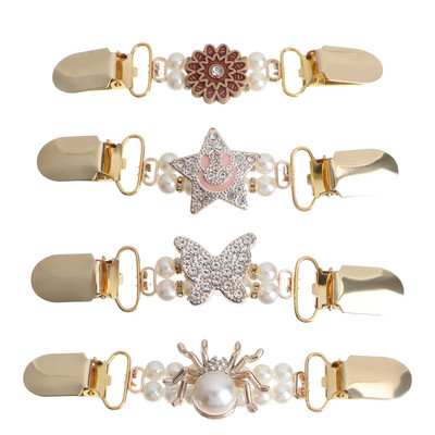 4-dielne spony na svetre, duté, zlaté, zliatinové, retro pokovované, šály, šatky, svetre, brošne, spony na svetre