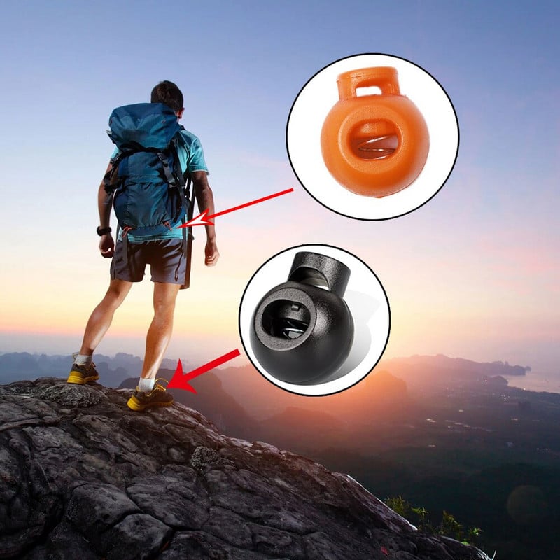 10 ks zátka na šnúrku, pružinová zarážka, prepínacia spona, okrúhla guľa, plastová farebná pre paracordové lano, šnúrky na topánky, DIY príslušenstvo