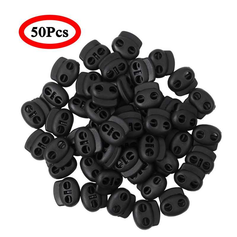 50 buc. Snur din plastic Blocare la capăt Comutator cu două orificii Opritor cu arc Butoane glisante de fixare pentru șnururi Genți șireturi Îmbrăcăminte