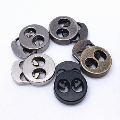10pcs Metal Stopper Spring Toggle Clasp Holes Buckle Rope Clamp Cord Locks Drawstring Stops End Clip Buckles