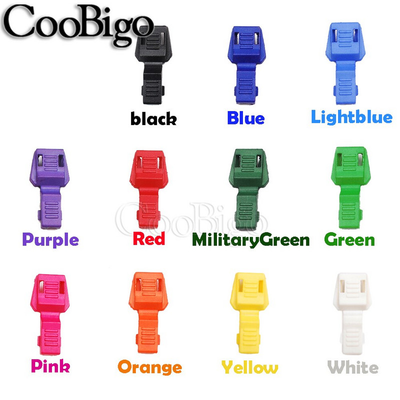 50 vnt. Laido galų segtukas, plastikinis spalvotas sportinei aprangai, virvė, kuprinė, užtrauktukas, traukiamas „Paracord“ batų raištelis „pasidaryk pats“ priedai