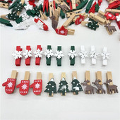 50/100 buc. Agrafe din lemn de Crăciun, fulg de zăpadă, brad de Crăciun, căprioară, cleme de lemn, accesorii pentru brad de Crăciun, accesorii pentru petreceri