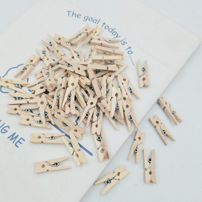 25mmX3mm Χαριτωμένο φυσικό ξύλινο MINi Clip Πολύχρωμο Photo DIY Clip Clothing Pendent Craft Διακοσμητικά αξεσουάρ 50-100 τμχ