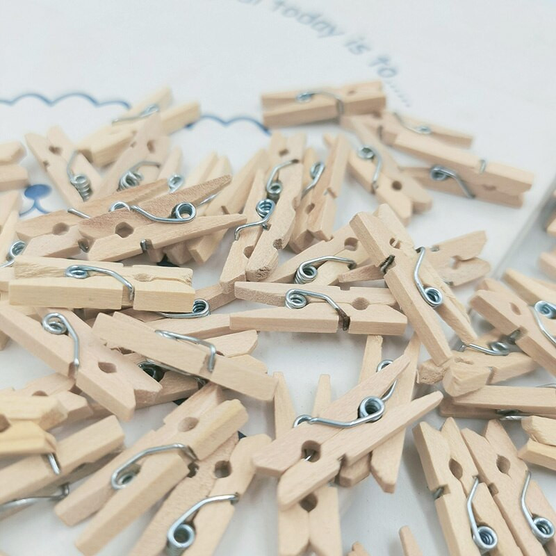 25mmX3mm Χαριτωμένο φυσικό ξύλινο MINi Clip Πολύχρωμο Photo DIY Clip Clothing Pendent Craft Διακοσμητικά αξεσουάρ 50-100 τμχ