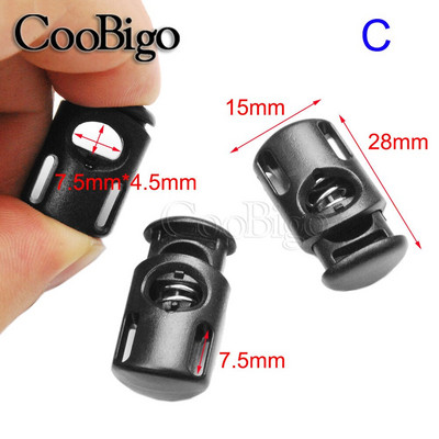 12 tk nöörikorgiga lülitusklamber, trossiluku lukuga pannal Paracordi pingutusnööri jaoks kaelapael, plastikust must vedruga ühekordne auk