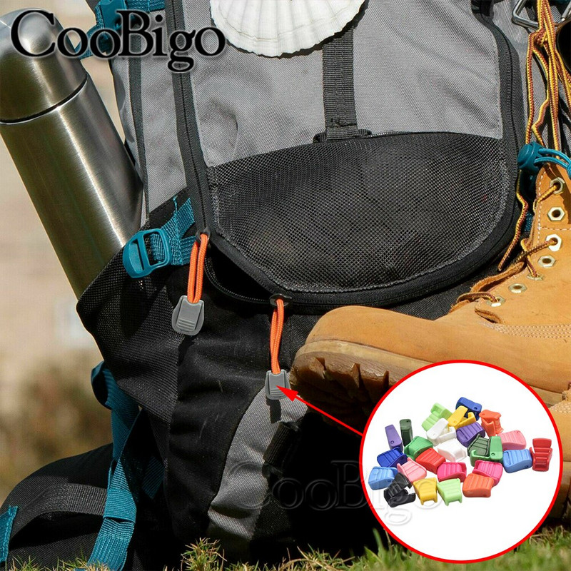 20tk Värviline tõmblukk Tõmmake Juht Lukk Otsad Kork Paracord Tross Riietus Seljakott Kinnitus Ots Klambrikott DIY Aksessuaarid Plastik