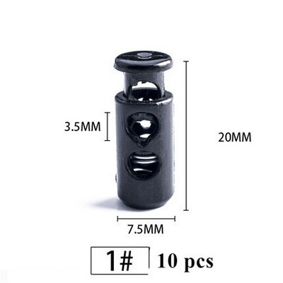 10PCS Plastični crni graničnik za bravu za kabel Opružna kopča Završna kopča Zatvarač za vezicu za vezice za Paracord odjeću Kopča užeta