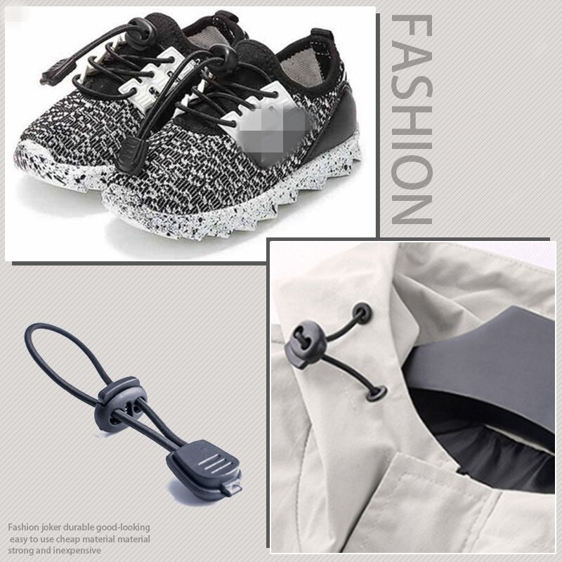 10PCS Plastični crni graničnik za bravu za kabel Opružna kopča Završna kopča Zatvarač za vezicu za vezice za Paracord odjeću Kopča užeta