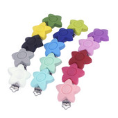 Silikónové klipy na cumlík s hviezdičkami, ekologické, bez BPA, jednofarebné, senzorické hračky, klipy na traky pre bábätká, 10 ks