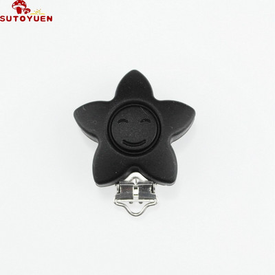 Silikónové klipy na cumlík s hviezdičkami, ekologické, bez BPA, jednofarebné, senzorické hračky, klipy na traky pre bábätká, 10 ks