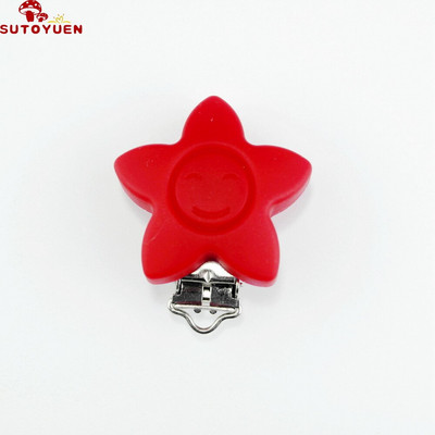 Silikónové klipy na cumlík s hviezdičkami, ekologické, bez BPA, jednofarebné, senzorické hračky, klipy na traky pre bábätká, 10 ks