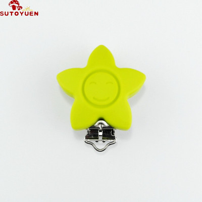 Silikónové klipy na cumlík s hviezdičkami, ekologické, bez BPA, jednofarebné, senzorické hračky, klipy na traky pre bábätká, 10 ks