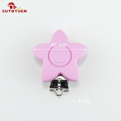 Silikónové klipy na cumlík s hviezdičkami, ekologické, bez BPA, jednofarebné, senzorické hračky, klipy na traky pre bábätká, 10 ks