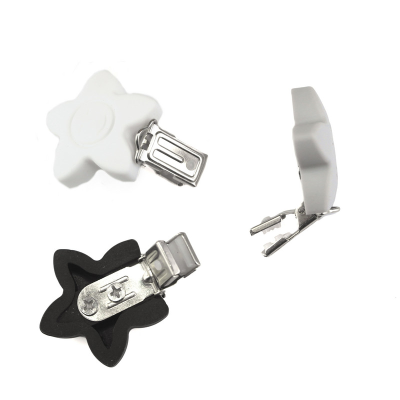 Silikónové klipy na cumlík s hviezdičkami, ekologické, bez BPA, jednofarebné, senzorické hračky, klipy na traky pre bábätká, 10 ks