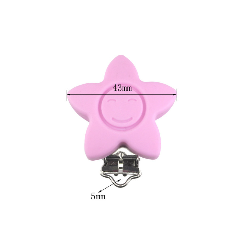 Silikónové klipy na cumlík s hviezdičkami, ekologické, bez BPA, jednofarebné, senzorické hračky, klipy na traky pre bábätká, 10 ks