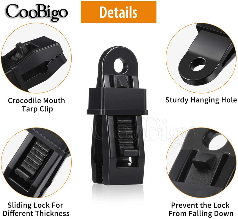 20kom tende za šator Stezaljka za povlačenje Nadstrešnice Kopča za kopču Otporan na vjetar Putovanja Kampiranje Stezaljka za ceradu Vanjski karavan Komplet platna Dodaci