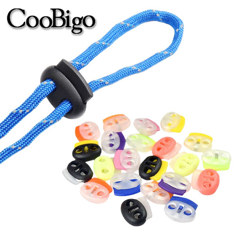 10 tk plastikust korgiga juhtmeluku oaklambri lülitusklamber Spordirõivaste jalatsite paelte kott Paracord DIY tarvikud läbipaistev 3,4 mm auk