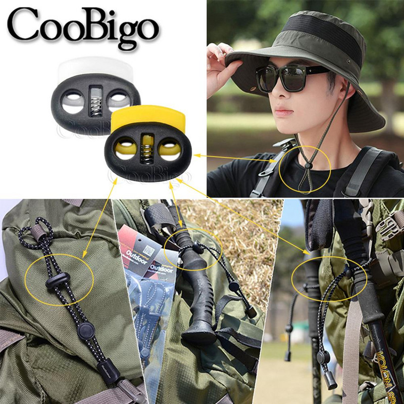 10 tk plastikust korgiga juhtmeluku oaklambri lülitusklamber Spordirõivaste jalatsite paelte kott Paracord DIY tarvikud läbipaistev 3,4 mm auk