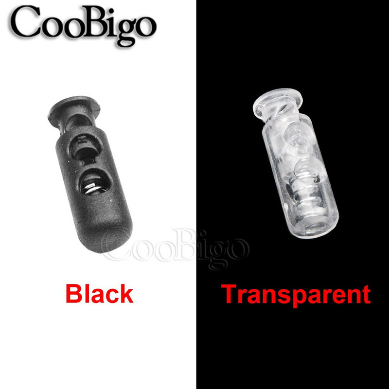 20 tk juhtmeluku kork silindri silindri lülitusklamber must/läbipaistev plast, 2 kinnitusega pingutusnöör kingapaela rõivatarvikute jaoks