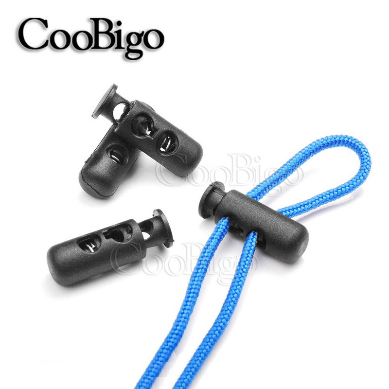 20 tk juhtmeluku kork silindri silindri lülitusklamber must/läbipaistev plast, 2 kinnitusega pingutusnöör kingapaela rõivatarvikute jaoks