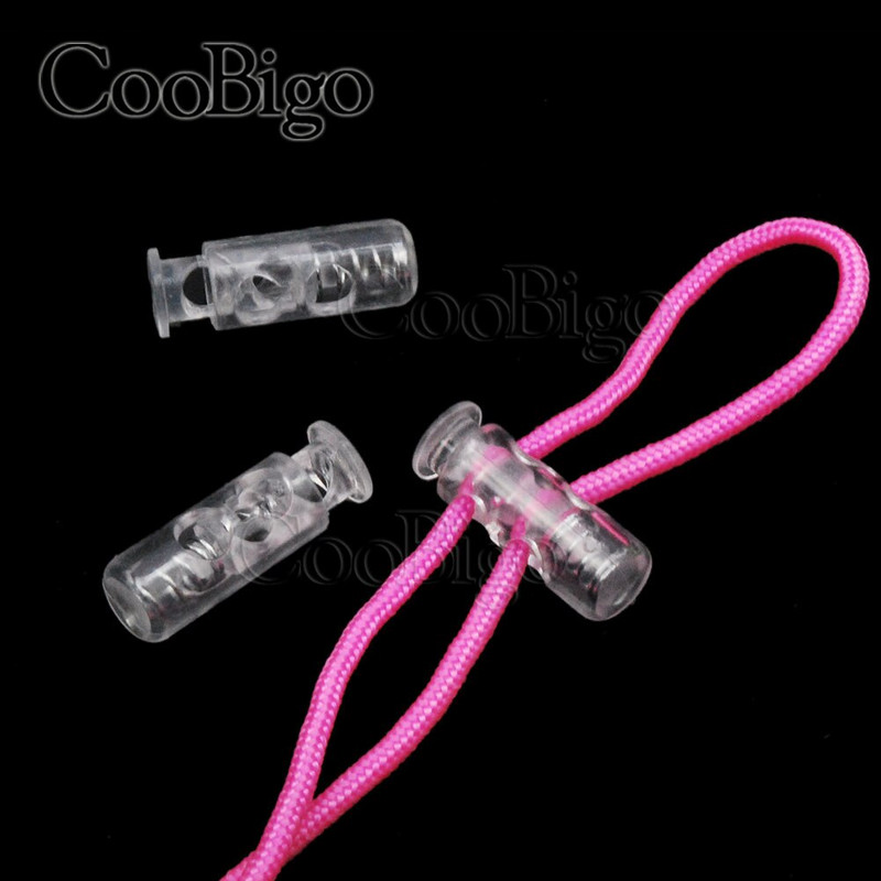 20 tk juhtmeluku kork silindri silindri lülitusklamber must/läbipaistev plast, 2 kinnitusega pingutusnöör kingapaela rõivatarvikute jaoks