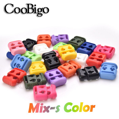 20 бр. Пластмасов кабел Заключващ ограничител Пружини Превключваща скоба за въже Два отвора Направи си сам Paracord Шапка Връзка за обувки Облекло Занаятчийски аксесоари Цветни