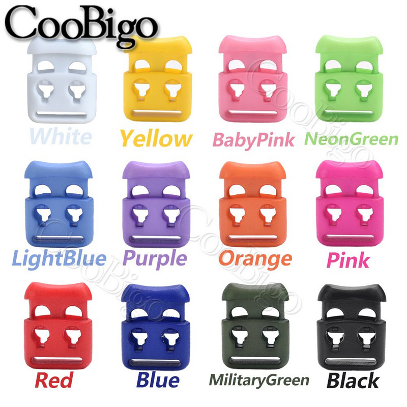 20 бр. Пластмасов кабел Заключващ ограничител Пружини Превключваща скоба за въже Два отвора Направи си сам Paracord Шапка Връзка за обувки Облекло Занаятчийски аксесоари Цветни