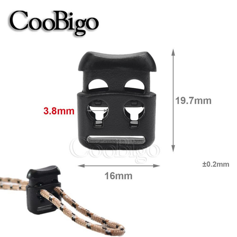 20 бр. Пластмасов кабел Заключващ ограничител Пружини Превключваща скоба за въже Два отвора Направи си сам Paracord Шапка Връзка за обувки Облекло Занаятчийски аксесоари Цветни