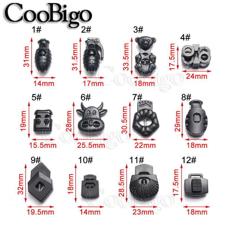 12 τμχ. Πώμα με κλειδαριά κορδονιού Εναλλαγή κλιπ σχοινί κούμπωμα Κορδόνι Paracord Αθλητικά ρούχα Τσάντα κορδόνι DIY Αξεσουάρ Πολλαπλών στυλ