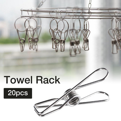 Laundry Clothespins 20 PCS Stainless Steel Clips Multipurpose Metal Wire Clips Clothes Pegs Household Clothespin Holders Hanging