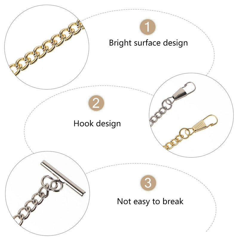 Ceas cu lanț Ceasuri de buzunar T Bar Vintage Colier fobmetal Vest Bronz Link Suport auriu Vestă Set Albert aliaj Pandantiv bărbați