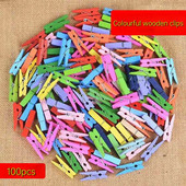 100 vnt.3,5 cm Spalvoti mediniai segtukai Rankų darbo nuotraukų segtukai Mediniai lipdukai Maži segtukai Natūralios spalvos vintažinės medinės segtukai