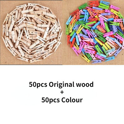 100 vnt.3,5 cm Spalvoti mediniai segtukai Rankų darbo nuotraukų segtukai Mediniai lipdukai Maži segtukai Natūralios spalvos vintažinės medinės segtukai