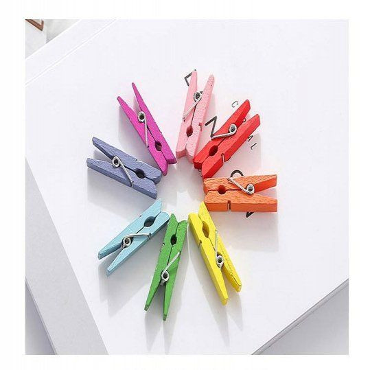 100 vnt.3,5 cm Spalvoti mediniai segtukai Rankų darbo nuotraukų segtukai Mediniai lipdukai Maži segtukai Natūralios spalvos vintažinės medinės segtukai