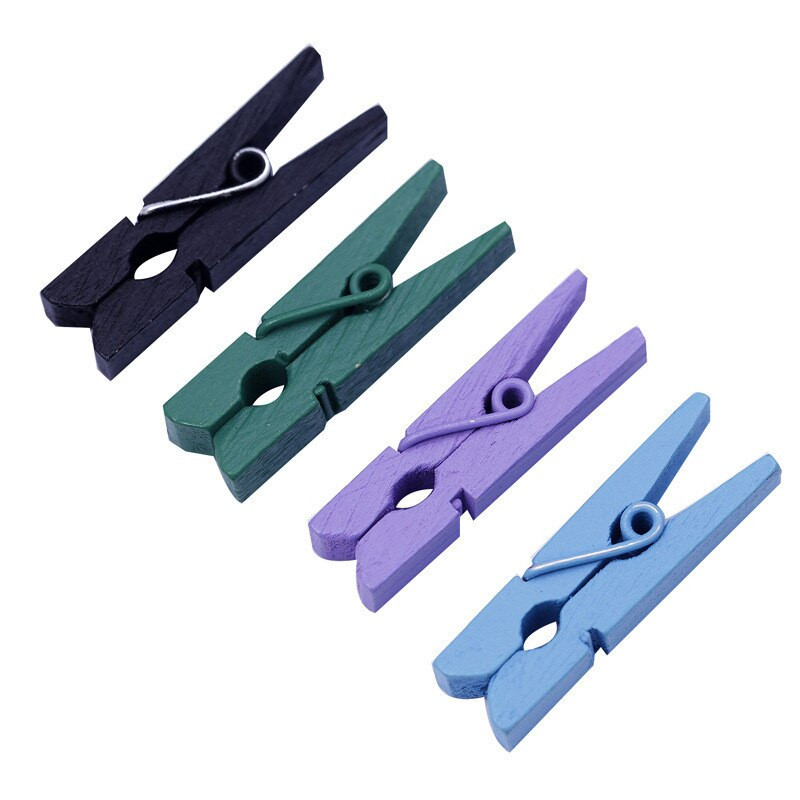 40 ks zmiešaných farieb mini drevených kolíkov na bielizeň, sponky na odevy, fotografický papier, sponky na oblečenie, remeselné sponky