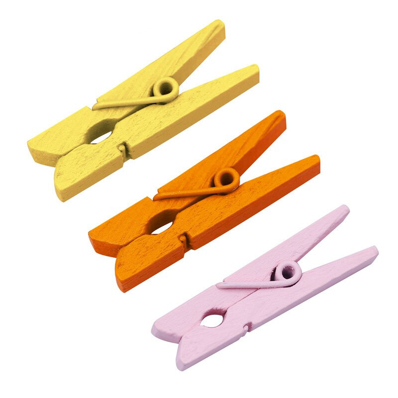 40 ks zmiešaných farieb mini drevených kolíkov na bielizeň, sponky na odevy, fotografický papier, sponky na oblečenie, remeselné sponky