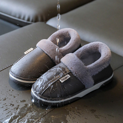 Teplé podšité kožené papuče s nápisom pre chlapcov