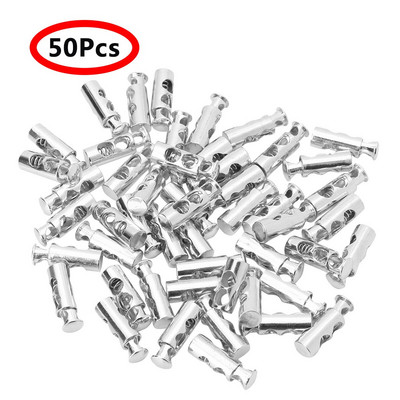 50 lanových zarážok s dvojitým otvorom na šnúrku na šnúrku, odolné kovové paracordové prepínacie uzávery, posuvné gombíky na šnúrky do batožiny