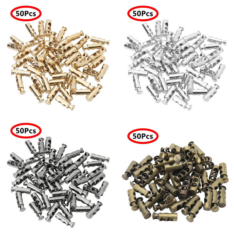 50 lanových zarážok s dvojitým otvorom na šnúrku na šnúrku, odolné kovové paracordové prepínacie uzávery, posuvné gombíky na šnúrky do batožiny