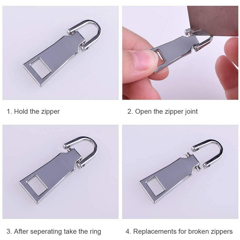 10vnt Metalinis užtrauktuko traukimo skirtukas Keičiamas drabužis Striukė Užtrauktukas Užtrauktukas Bagažo lagaminas Užtrauktukas Ištraukiama kortelė Nuimama užtrauktuko ištraukimo skirtukas