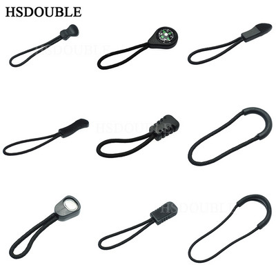 10pcs/pack Zipper Pulls Cord Ends Strap Lariat Black For Apparel Accessories
