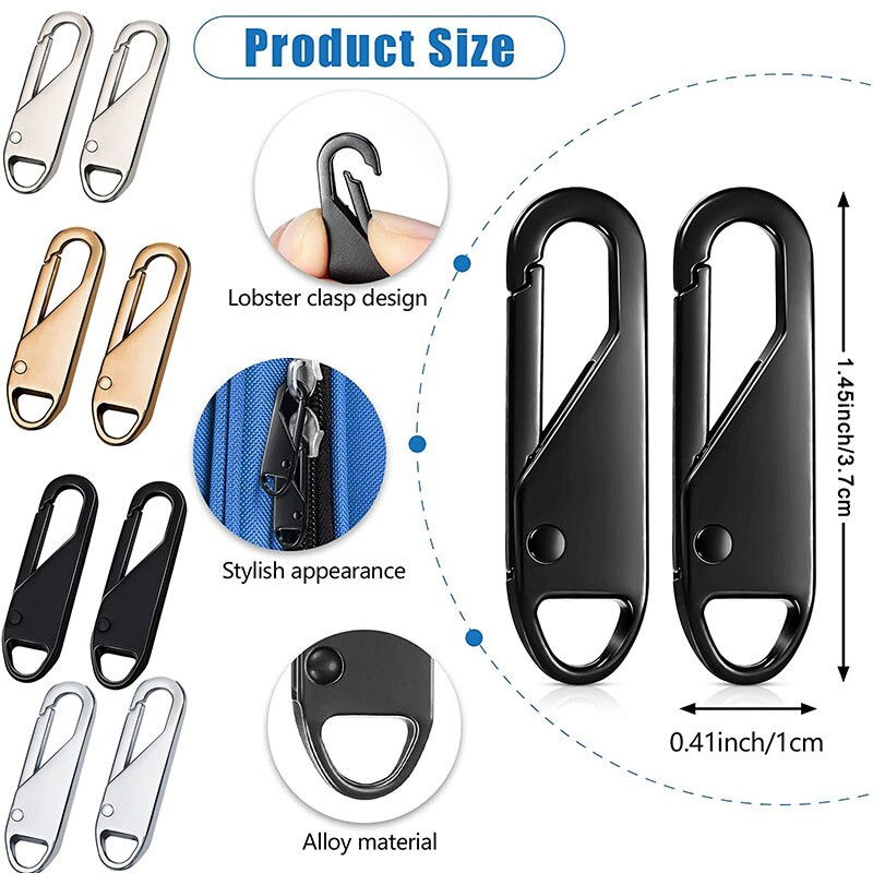 5/10 vnt. Užtrauktuko slankiklio ištraukimo skirtuko pakaitinis užtrauktuko remonto rinkinys Metalinis užtrauktuko ilgintuvo rankenos fiksatorius, skirtas švarkams Kuprinės užtrauktuko galvutė