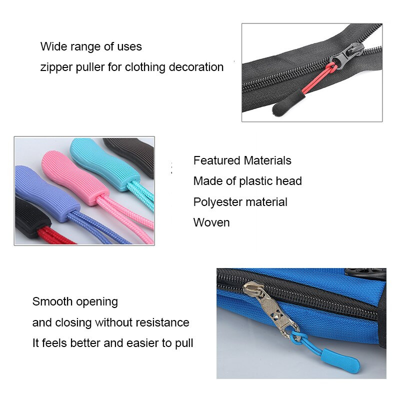 10 бр. Цветно въже, цип, дърпащ кабел, резервни краища, ципове, ципове, чанта за облекло, части за тактическа раница