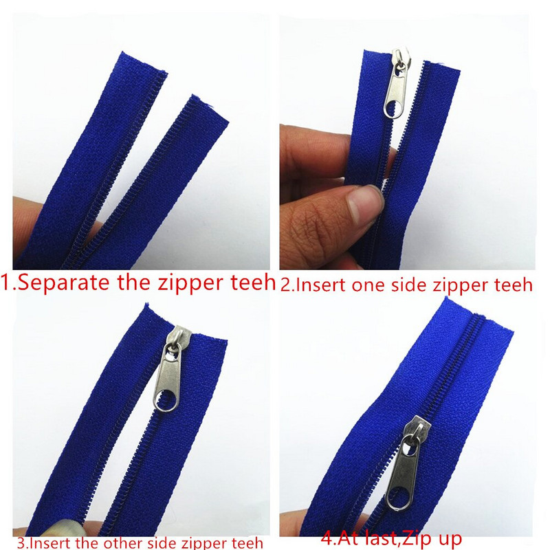 50/100 kom najlon 5# srebrni patentni zatvarač glava za povlačenje bez zaključavanja klizač