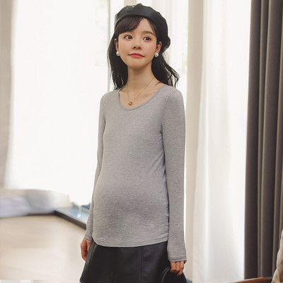 Naiste vabaaja ovaalse kaelusega raseda pluus