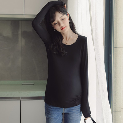 Naiste vabaaja ovaalse kaelusega raseda pluus