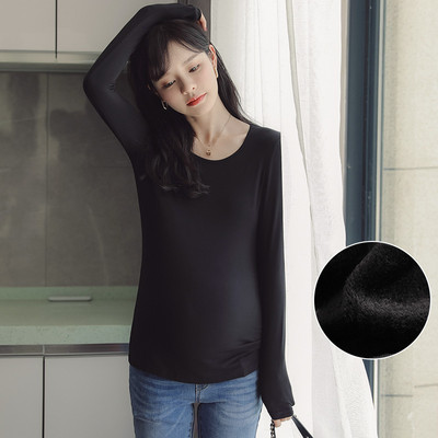 Naiste vabaaja ovaalse kaelusega raseda pluus