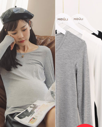 Naiste vabaaja ovaalse kaelusega raseda pluus