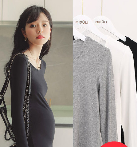 Naiste vabaaja ovaalse kaelusega raseda pluus